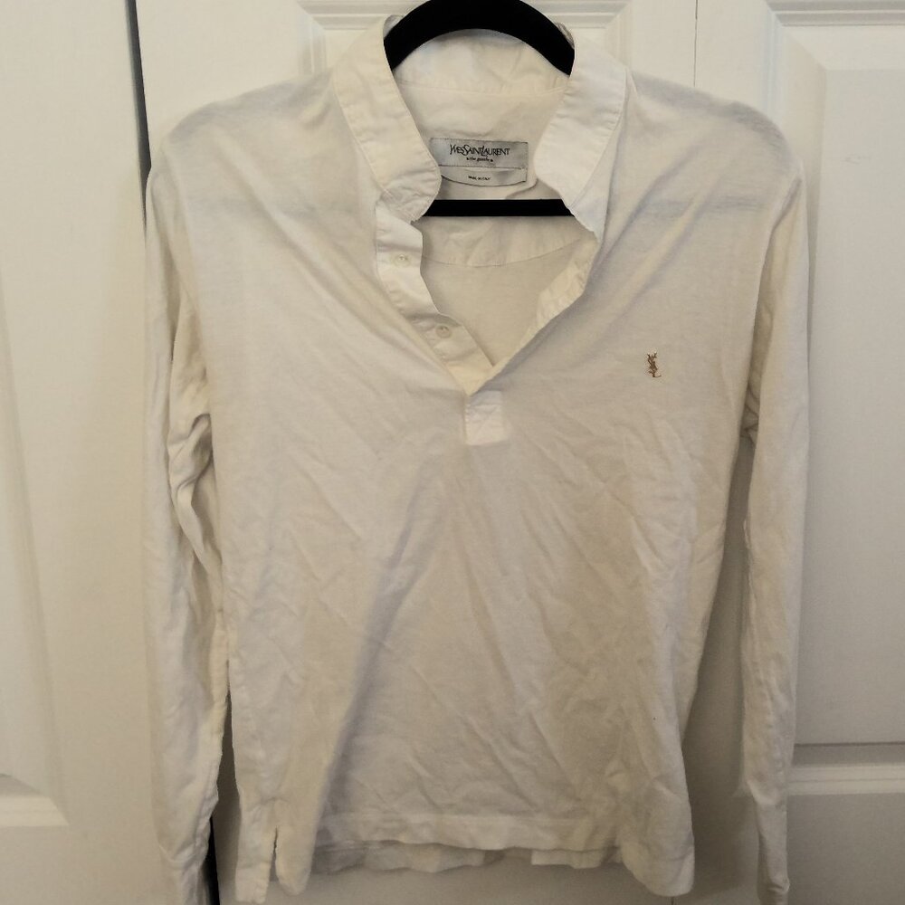 Men's White YSL long sleeve T-shirt sz Small